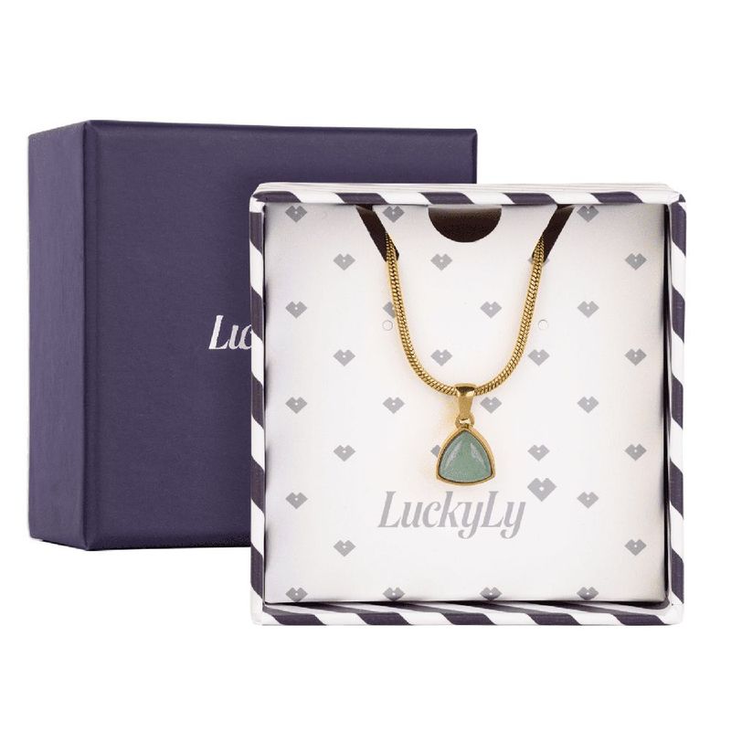 Collar luckyly acero inoxidable baño oro 18k con piedra natural de nacimiento sofi verde