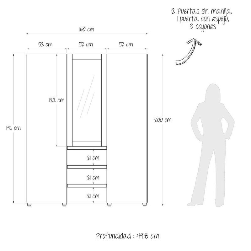 Armario covalt 160cm cafe