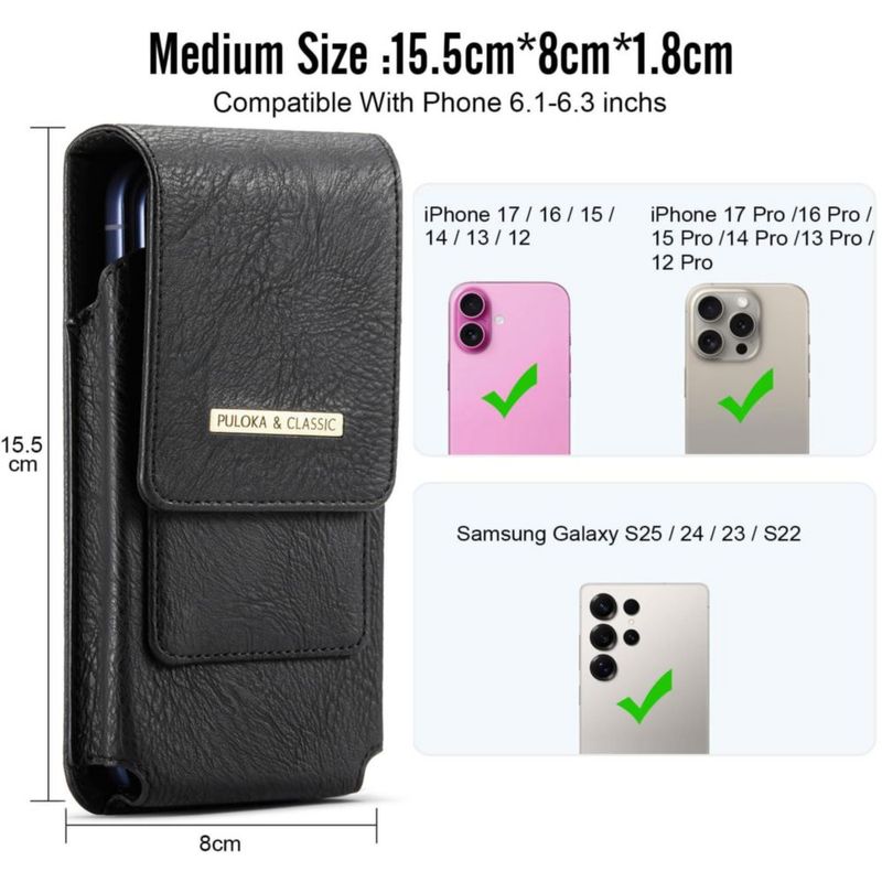 Funda de cuero Soviwo para Galaxy/iPhone 17/16/15/14