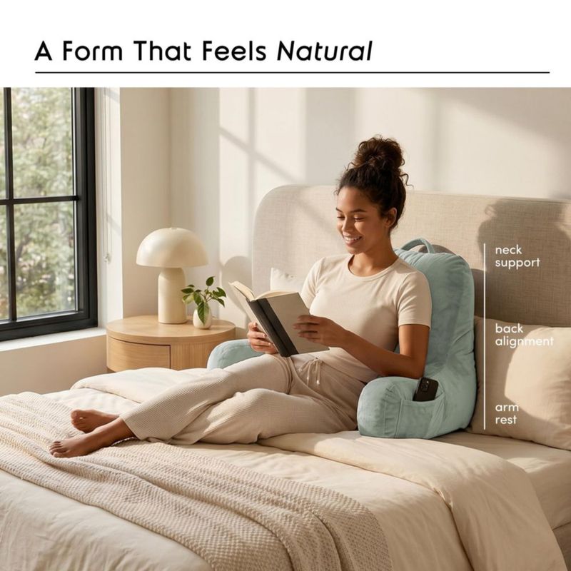 Almohada de Lectura Nestl 46 cm Verde Salvia con Espuma de Memoria