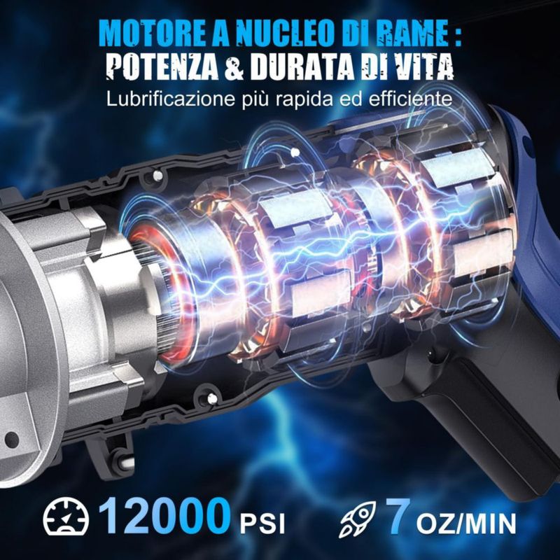Pistola de grasa eléctrica SWANSOFT 21V 4Ahx2 batería 7 oz/min
