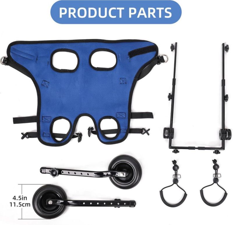 Silla de ruedas para perros genérica talla S (38‑45 cm) para apoyo de patas traseras