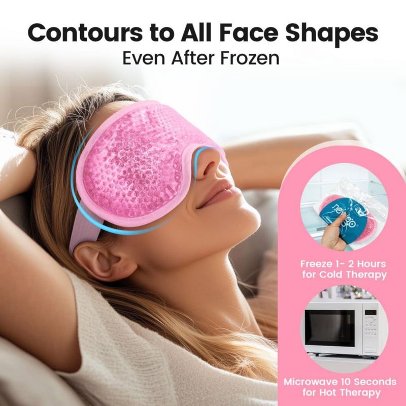Antifaz NEWGO de Gel Refrigerante Rosa Reutilizable - Alivio