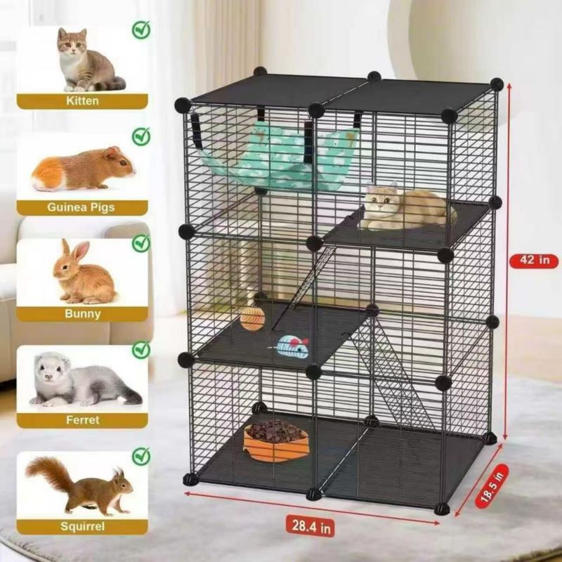 Jaula para gatos Generic de 71 cm 3 niveles con hamaca y rampa