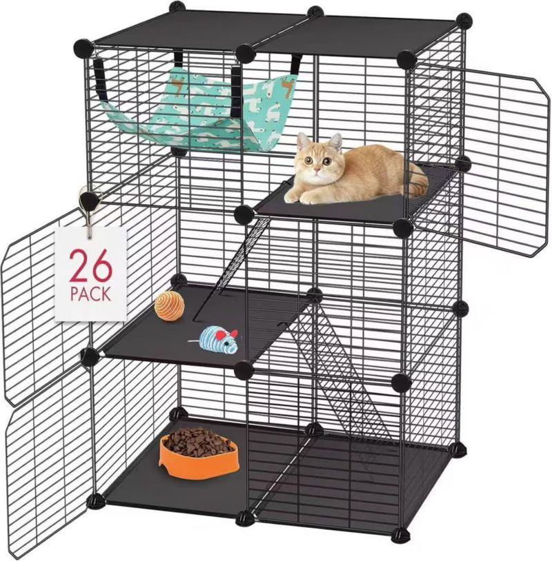 Jaula para gatos Generic de 71 cm 3 niveles con hamaca y rampa