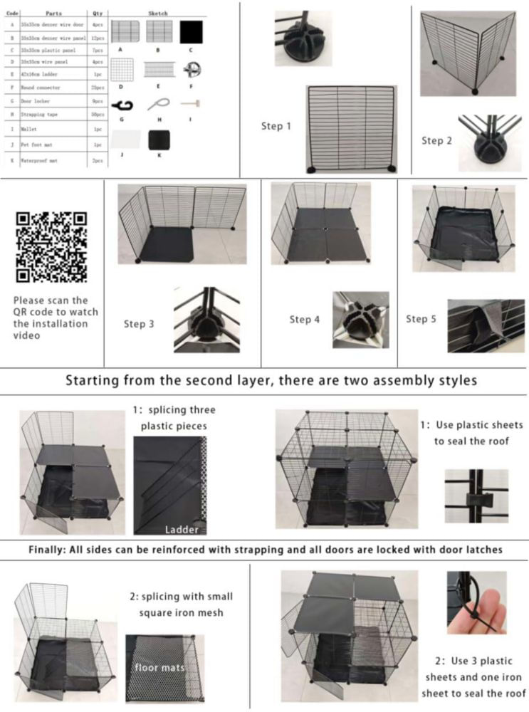 Jaula para gatos Generic de 71 cm 3 niveles con hamaca y rampa