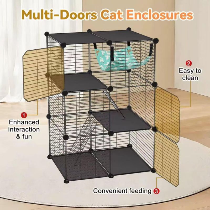 Jaula para gatos Generic de 71 cm 3 niveles con hamaca y rampa