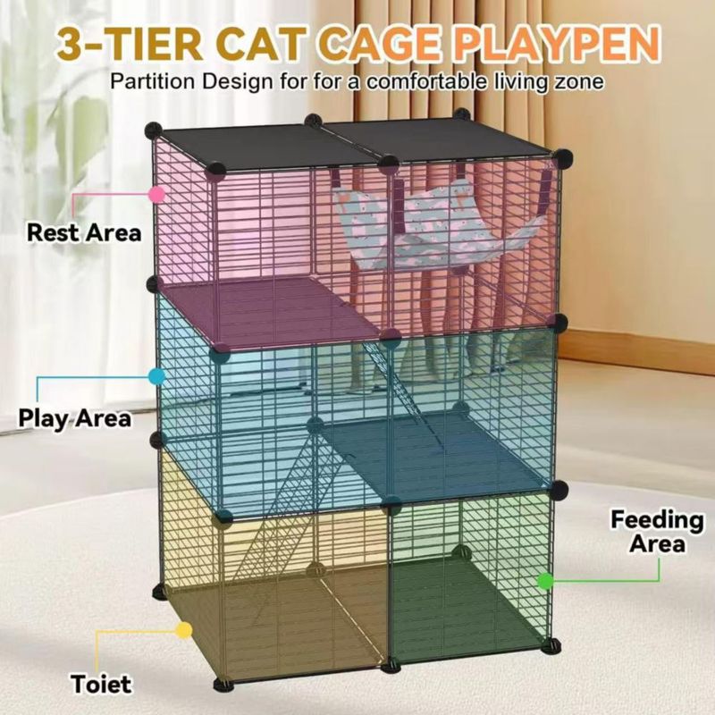 Jaula para gatos Generic de 71 cm 3 niveles con hamaca y rampa