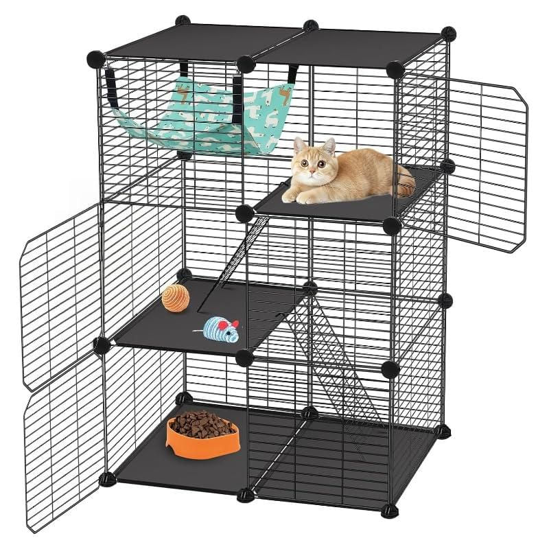 Jaula para gatos Generic de 71 cm 3 niveles con hamaca y rampa