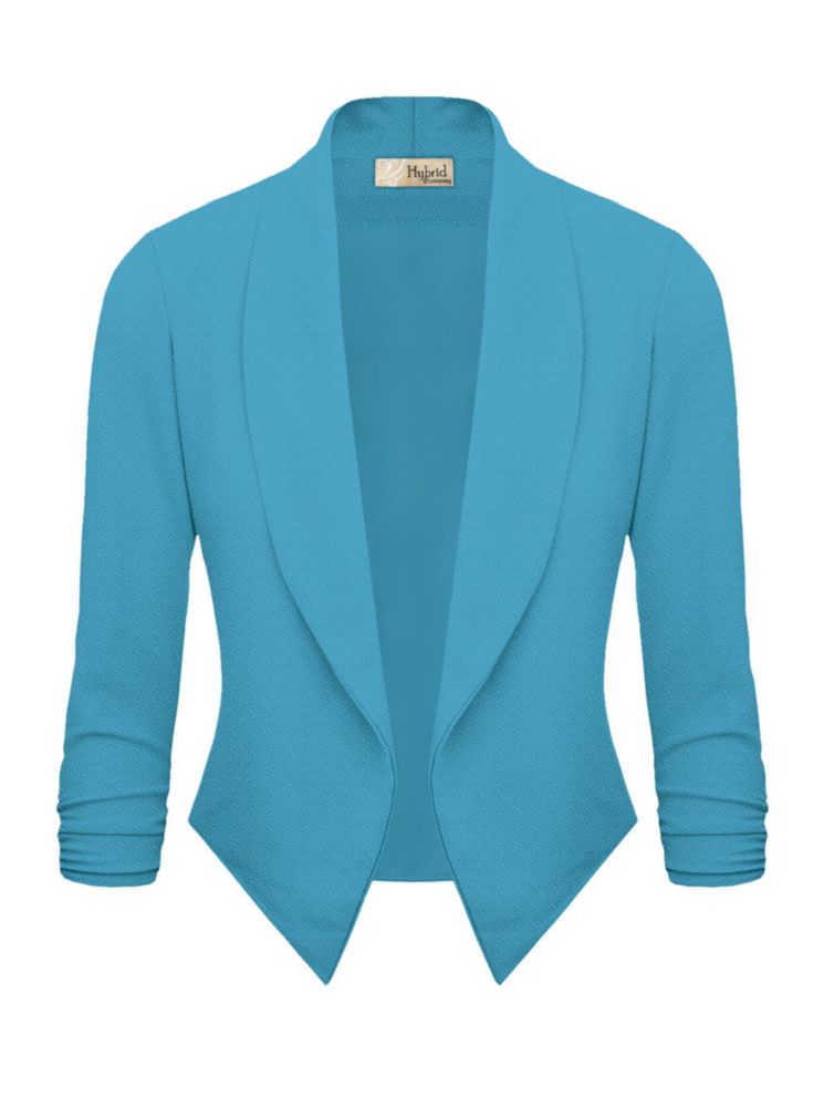 Blazer Hybrid & Company 1X Turquesa con Mangas Fruncidas