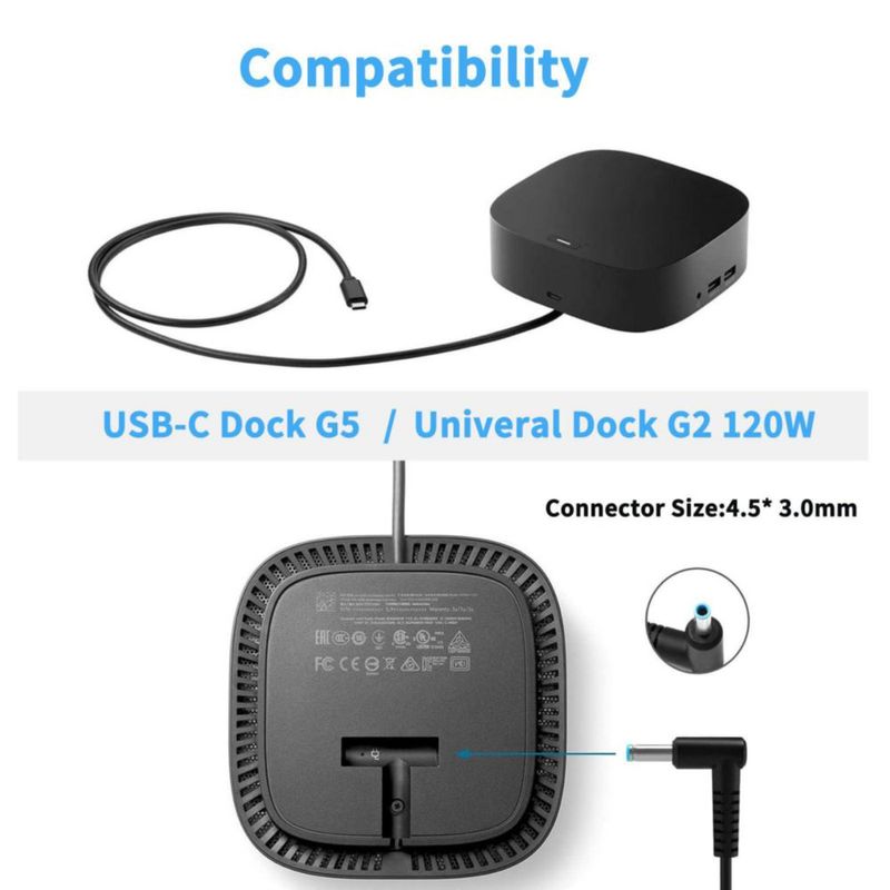 Cargador de portátil Hadepa 120W 195V para dock HP USB‑C