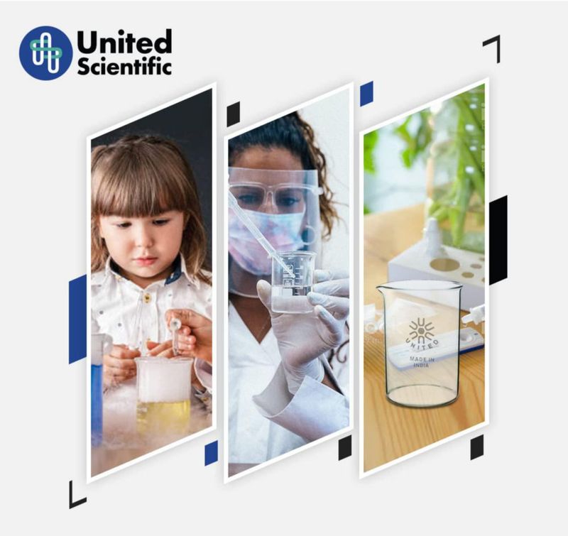 Vaso de vidrio United Scientific con capacidad de 2 litros apto para laboratorio