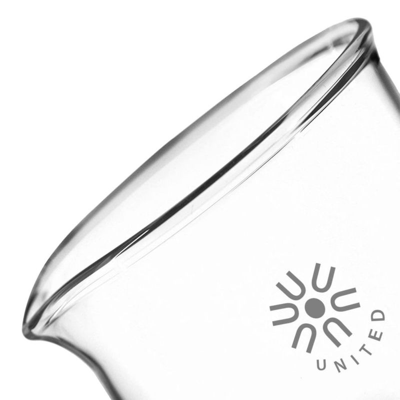 Vaso de vidrio United Scientific con capacidad de 2 litros apto para laboratorio