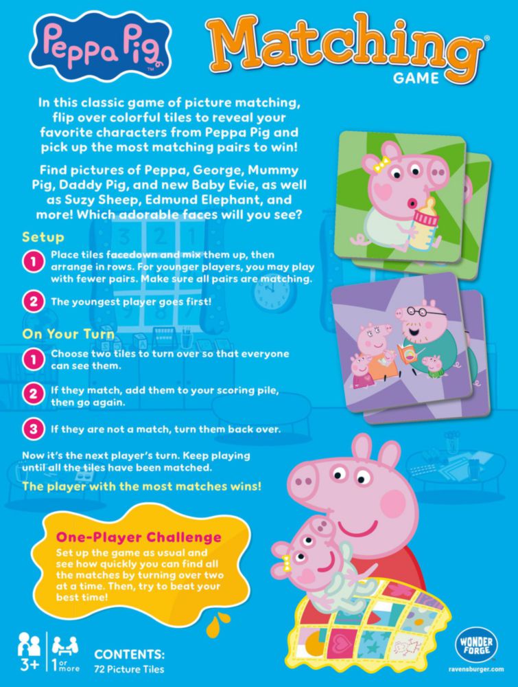 Juego de Memoria Peppa Pig de Wonder Forge para 3‑5 años