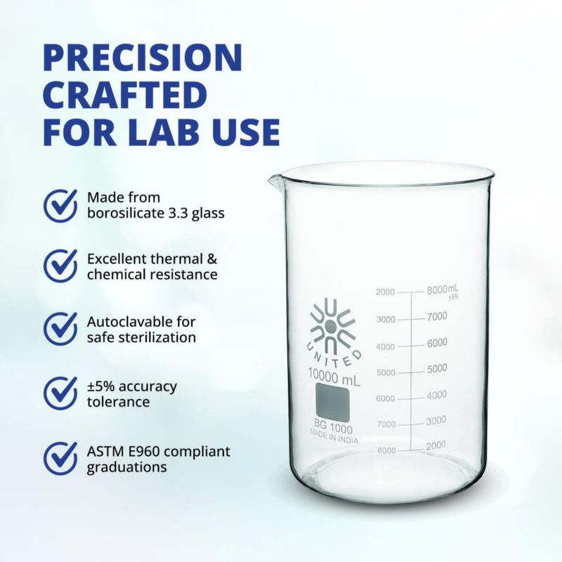 Vaso de precipitados United Scientific 500 ml autoclavable de vidrio borosilicato