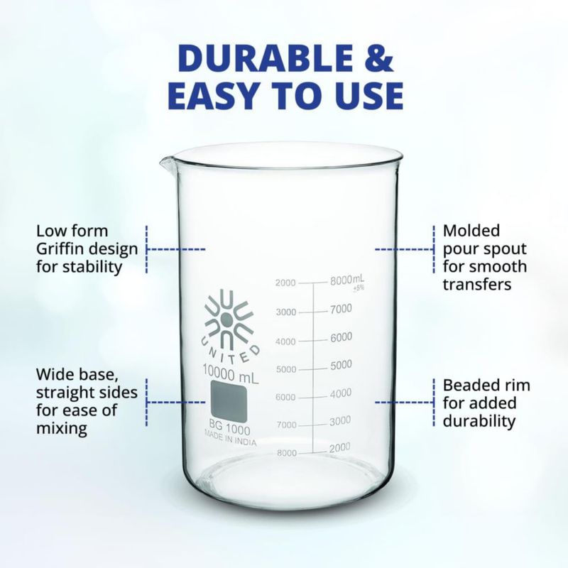 Vaso de precipitados United Scientific 500 ml autoclavable de vidrio borosilicato