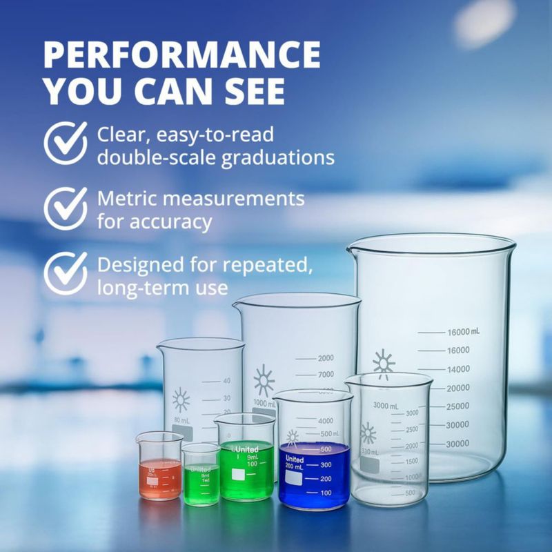 Vaso de precipitados United Scientific 500 ml autoclavable de vidrio borosilicato