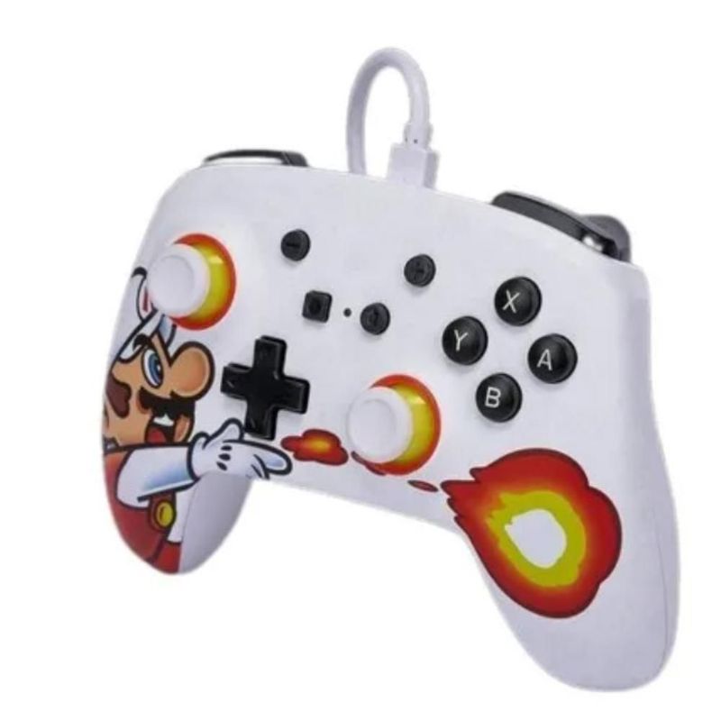 Bundle Control Alámbrico Nintendo Switch Mario Fireball y Estuche