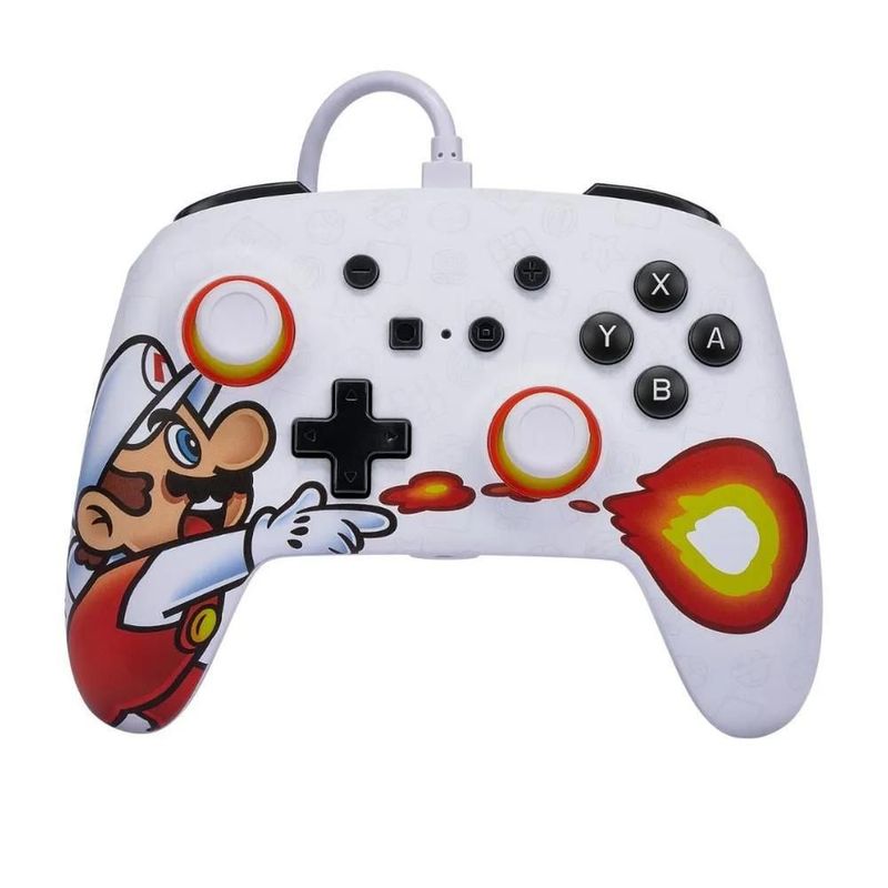 Bundle Control Alámbrico Nintendo Switch Mario Fireball y Estuche