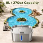 Fuente de agua para perros Wonder Creature 8 L de acero inoxidable