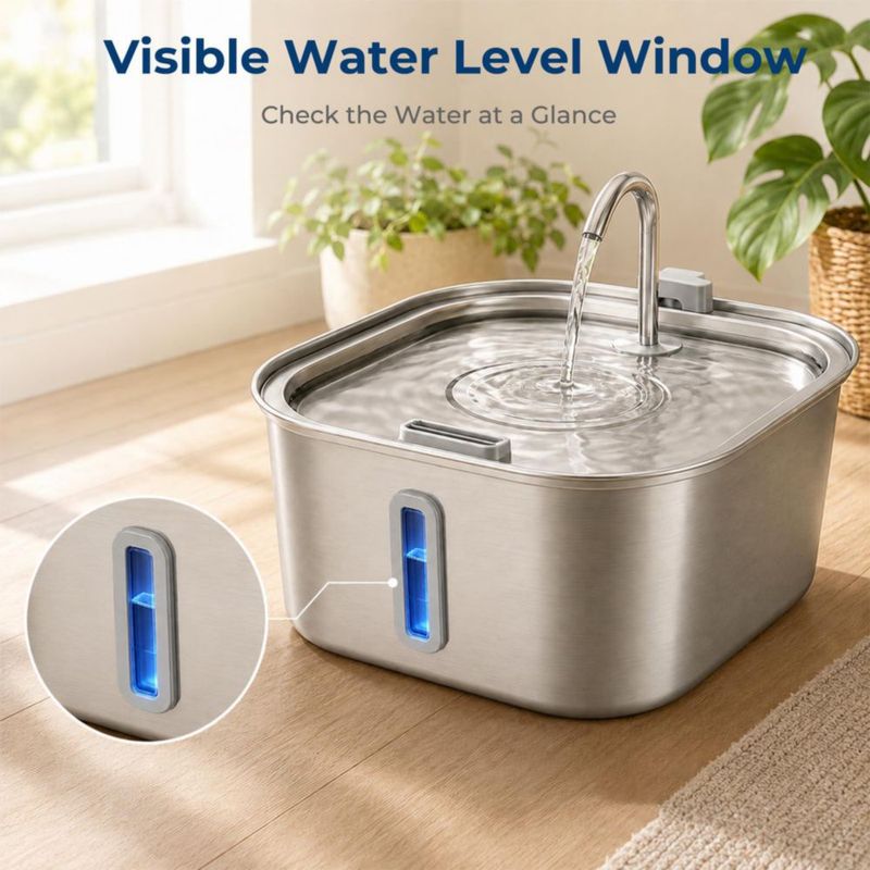 Fuente de agua para perros Wonder Creature 8 L de acero inoxidable