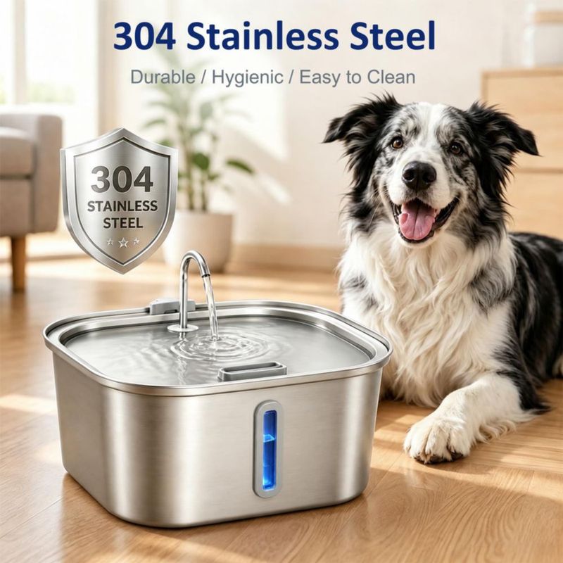 Fuente de agua para perros Wonder Creature 8 L de acero inoxidable