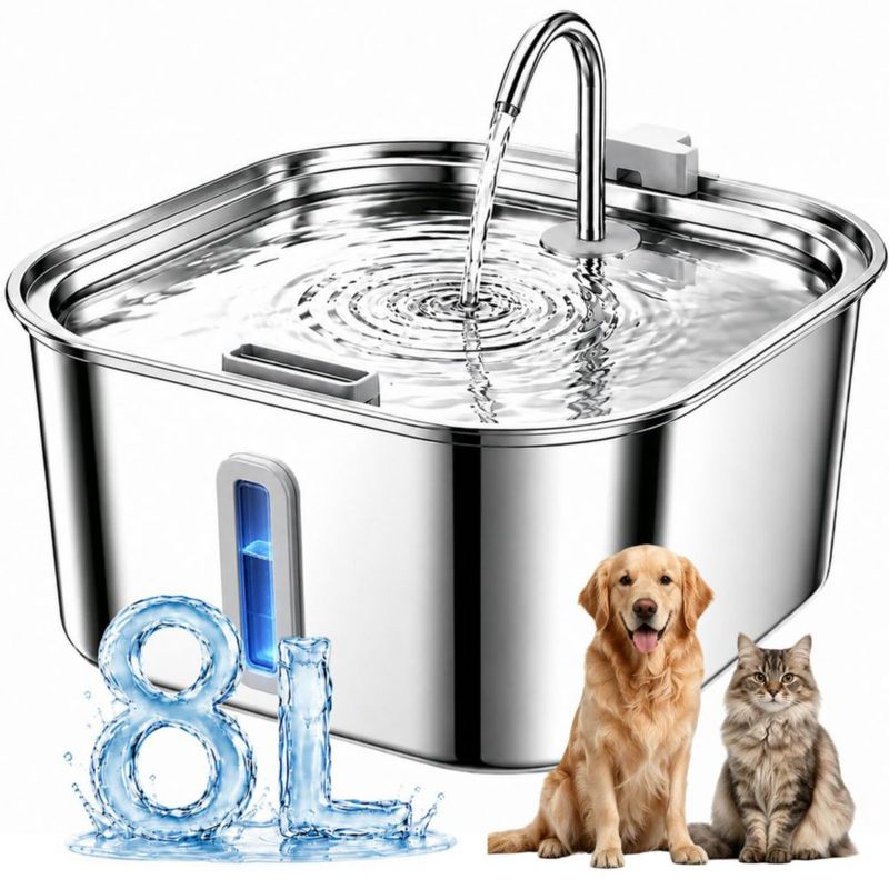 Fuente de agua para perros Wonder Creature 8 L de acero inoxidable