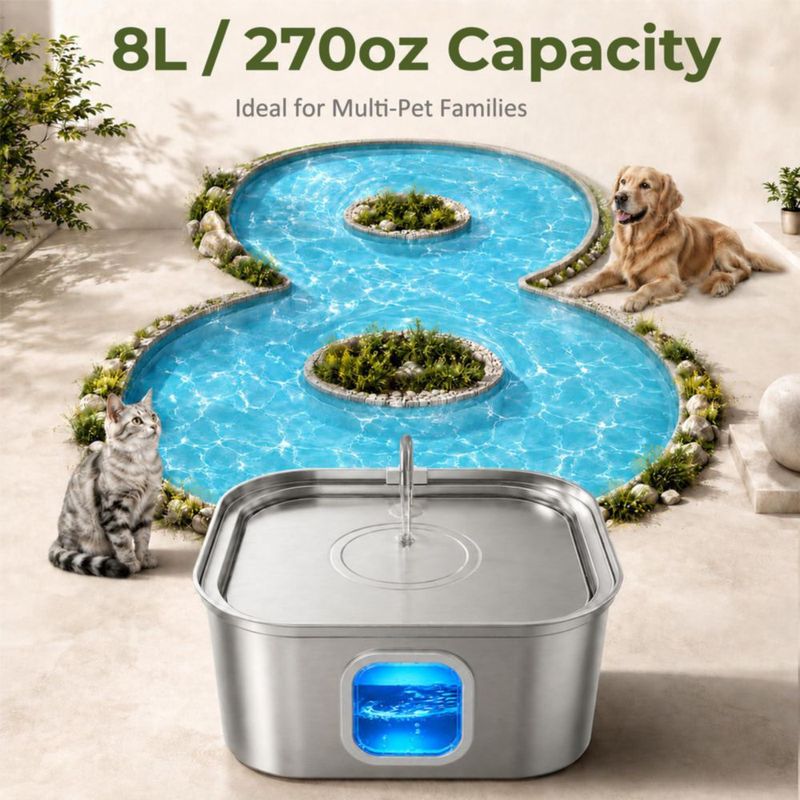 Fuente de Agua para Perro Wonder Creature 8 L Acero Inoxidable