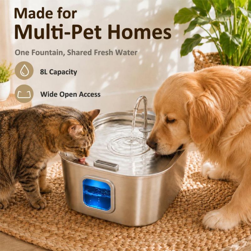 Fuente de Agua para Perro Wonder Creature 8 L Acero Inoxidable