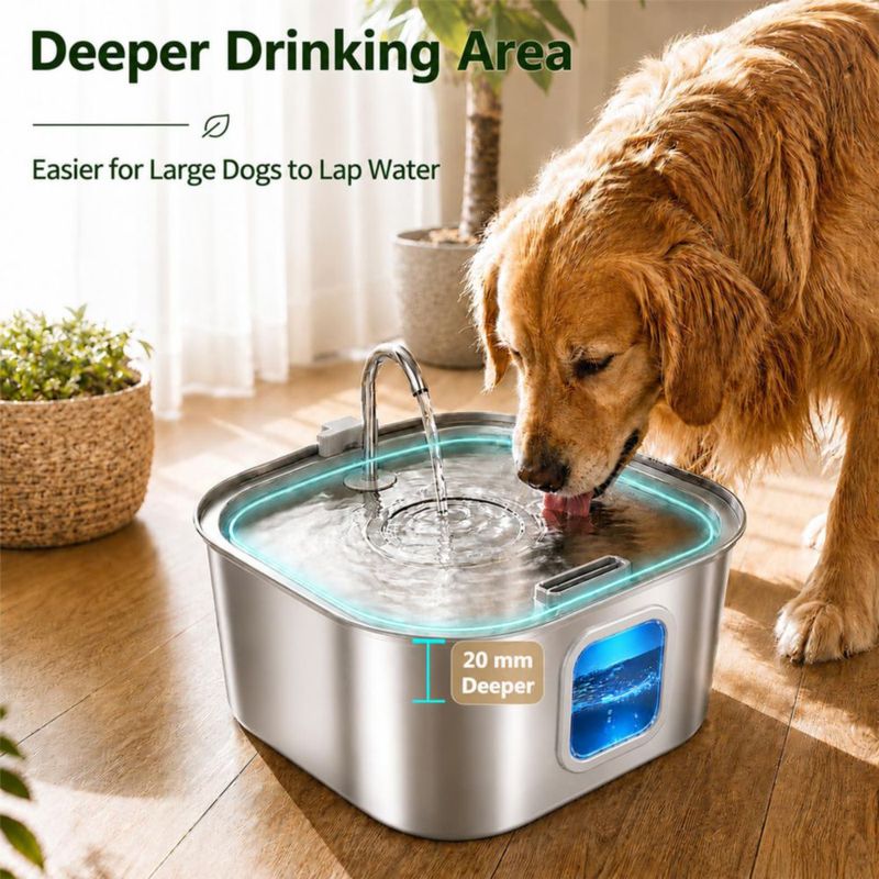 Fuente de Agua para Perro Wonder Creature 8 L Acero Inoxidable