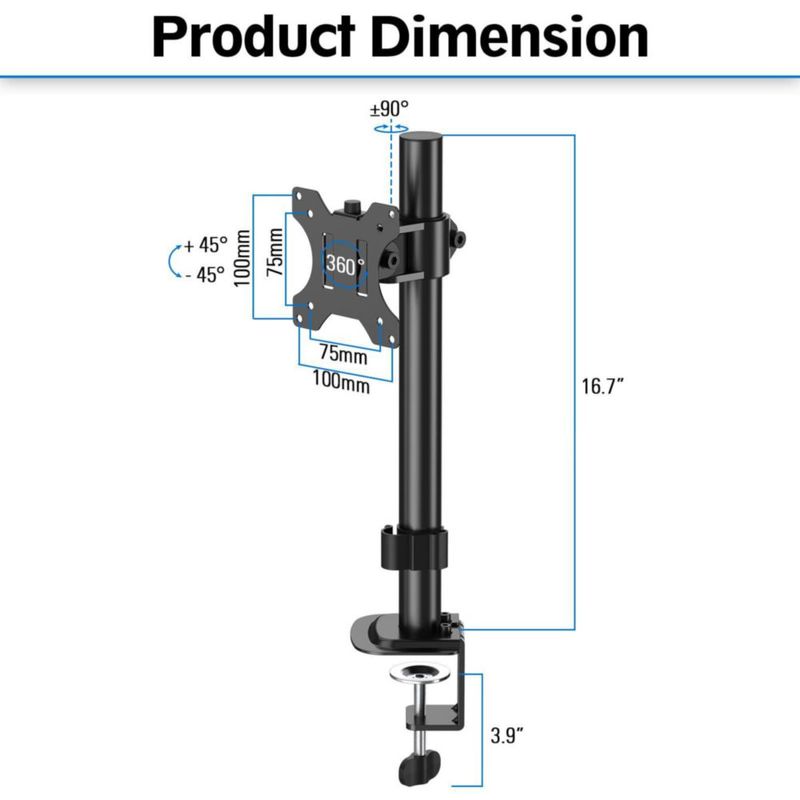 Soporte para Monitor MOUNTUP 32" Ajustable Negro