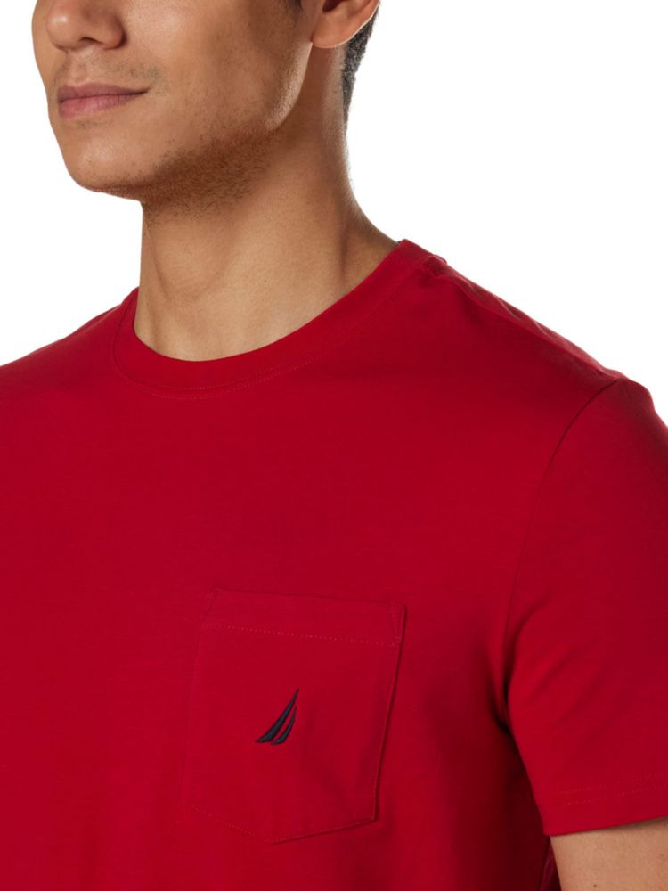 Camiseta Nautica Roja 4XLT Alta para Hombre con Bolsillo y Cuello Redondo