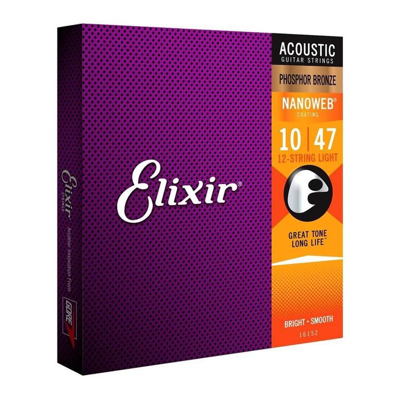 Cuerdas de bronce fosforado con revestimiento nanoweb elixir 16152 para guitarra