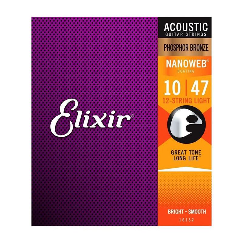 Cuerdas de bronce fosforado con revestimiento nanoweb elixir 16152 para guitarra