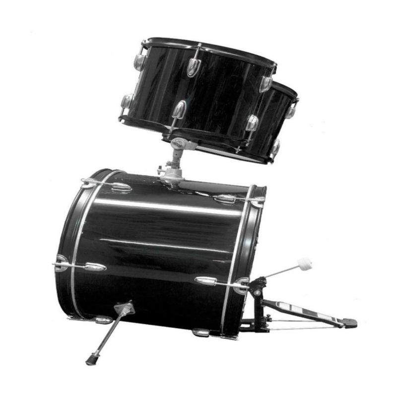 Batería Acustica Audiotek 23 Pulgadas 5 Piezas Negra Principiantes Profesional Baquetas Estructura Resistente Aprendizaje Ensayo Hogar