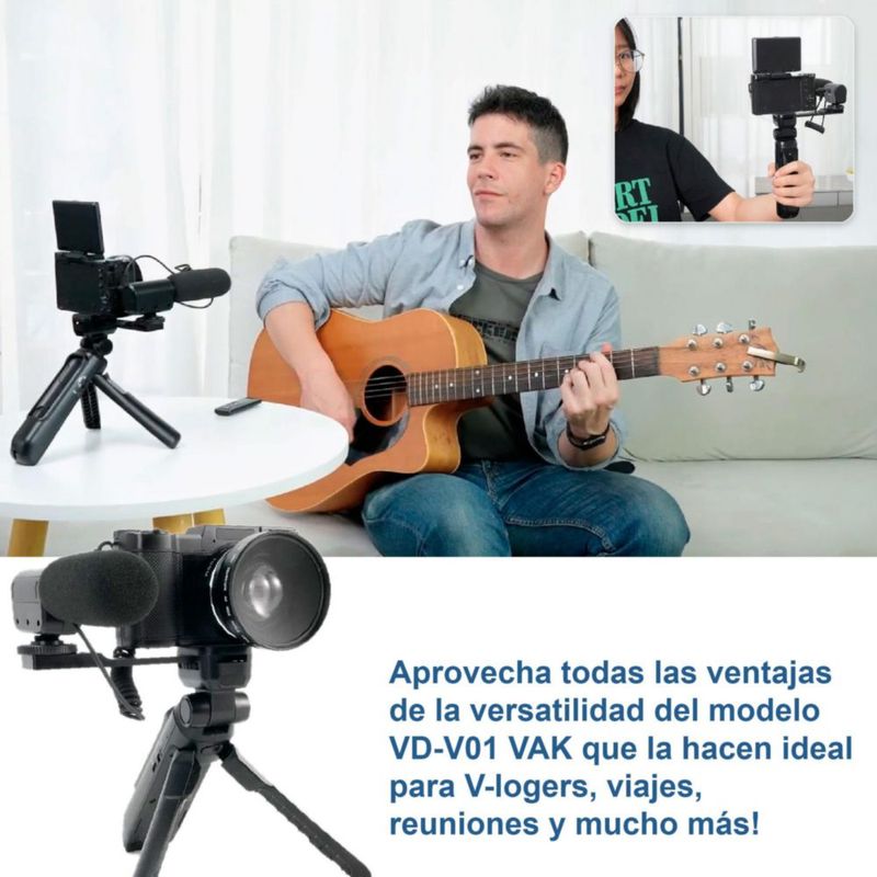 Camara Digital VAK P01 LCD 3' 48mp 4K TRIPIE CONTROL MICROFONO