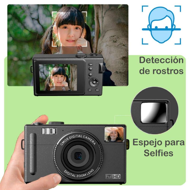Cámara Digital Vak CDR1 Lcd 3' 24mp video efectos pc Negro