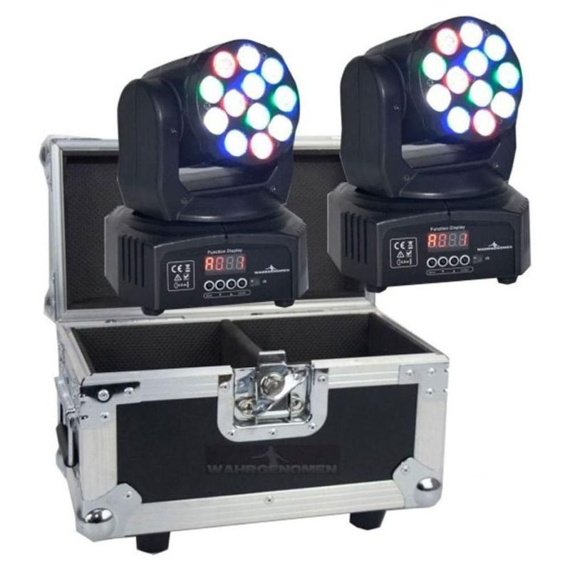 Set De 2 Cabeza Movil 12 Led 5w Wash Rgb Robotica Dmx Case