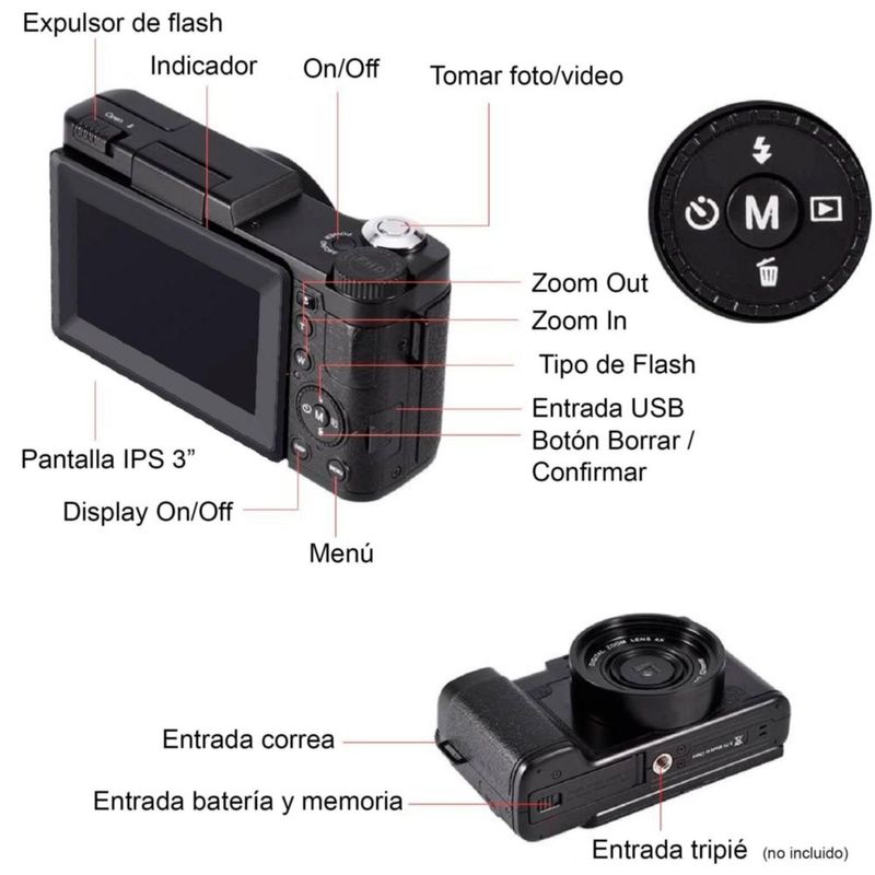 CAMARA DIGITAL VAK RF 3 LCD 48MP ZOOM OPTICO 4K
