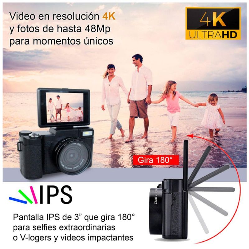 CAMARA DIGITAL VAK RF 3 LCD 48MP ZOOM OPTICO 4K