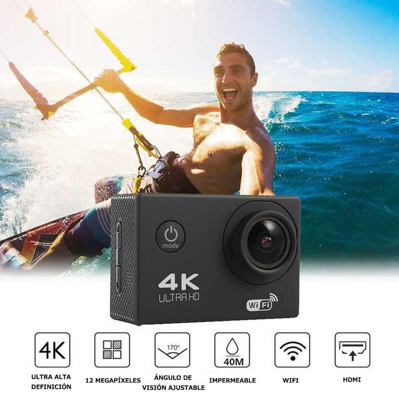 Cámara de Acción Inteligente en Alta Definición para Exteriores,Dispositivo Impermeable para Grabar Deportes y Aventuras.HOGAWAY