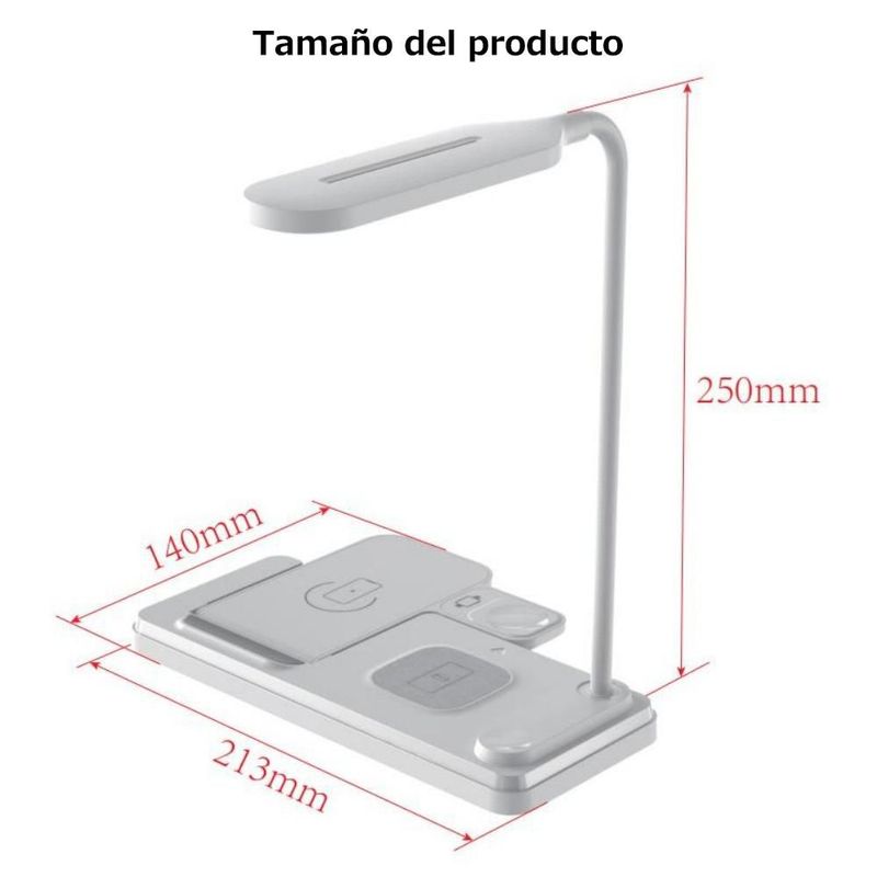 Lámpara de Escritorio Plegable 3 en 1 con Cargador Inalámbrico de Rápida para Apple,Base de Carga para iPhone.HOGAWAY