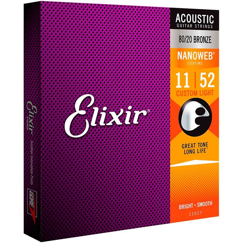 Set de cuerdas para guitarra acústica nanoweb 11-52 11027 elixir