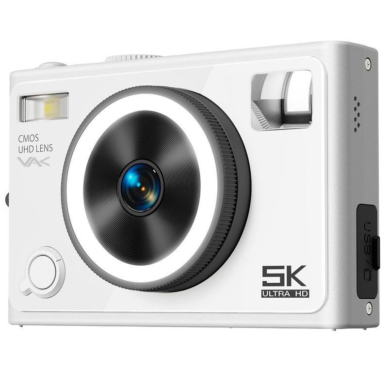 Camara digital VAK F3L-B 5k 2 lentes selfie aro luz wifi 64mp