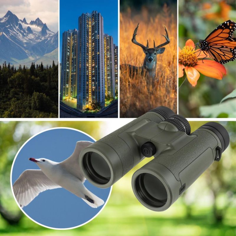 Binoculares Bushnell R3 10x42 mm Prisma Roof BaK4 Antiniebla IPX7 Alta Definición y Gran Luminosidad para Caza Naturaleza y Exterior Verde