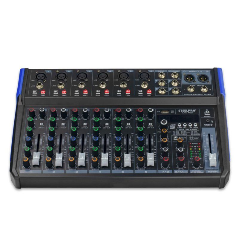 Mezcladora MIX-100 De 10 Ch 99 Efectos  Steelpro