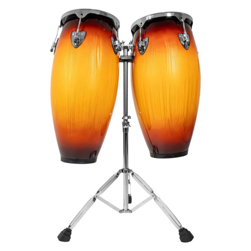 Set de Congas 11 Y 12 Pulgadas de Madera Con Soportes de Acero Parche De Cuero