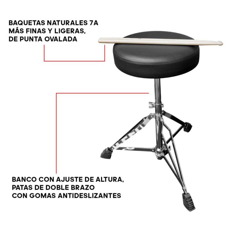 Batería Electrónica 10 Cuerpos Bluetooth Nitro 9.1 Steelpro
