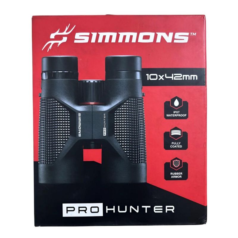 Binoculares Simmons Pro Hunter 10x42 mm Prisma Roof BK7 Lentes Multicapa para Cacería y Fauna Negro