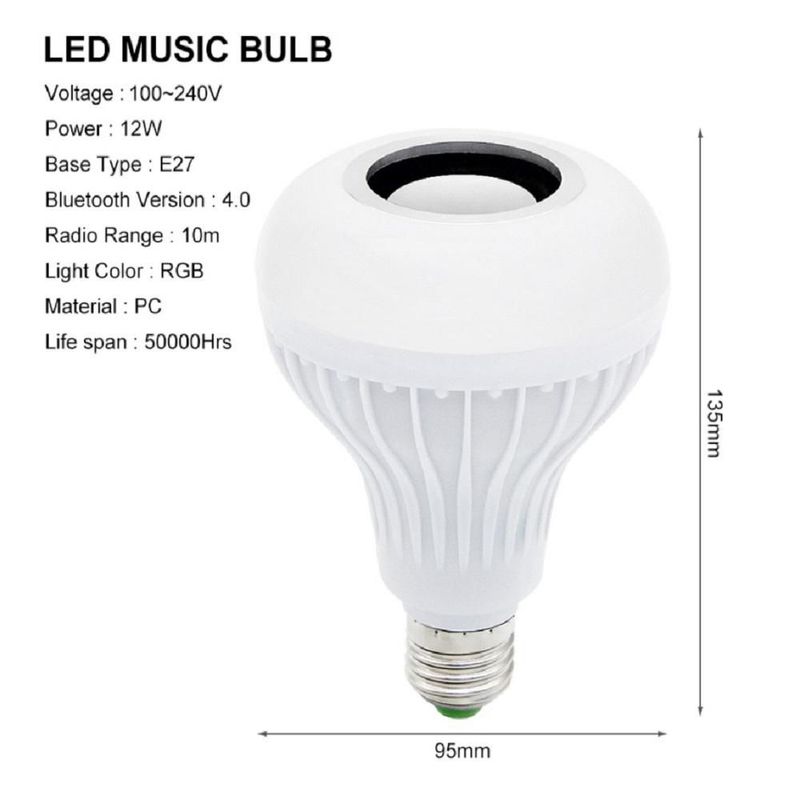 Foco Led Rgb Con Bocina Bluetooth Y Control Remoto